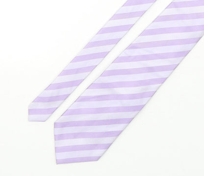 St George Mens Purple Striped Silk Pointed Tie One Size