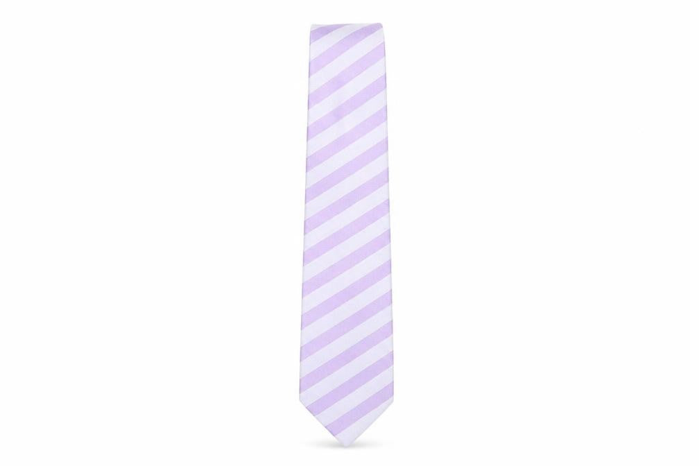 Front view of St George men’s purple striped silk pointed tie one size