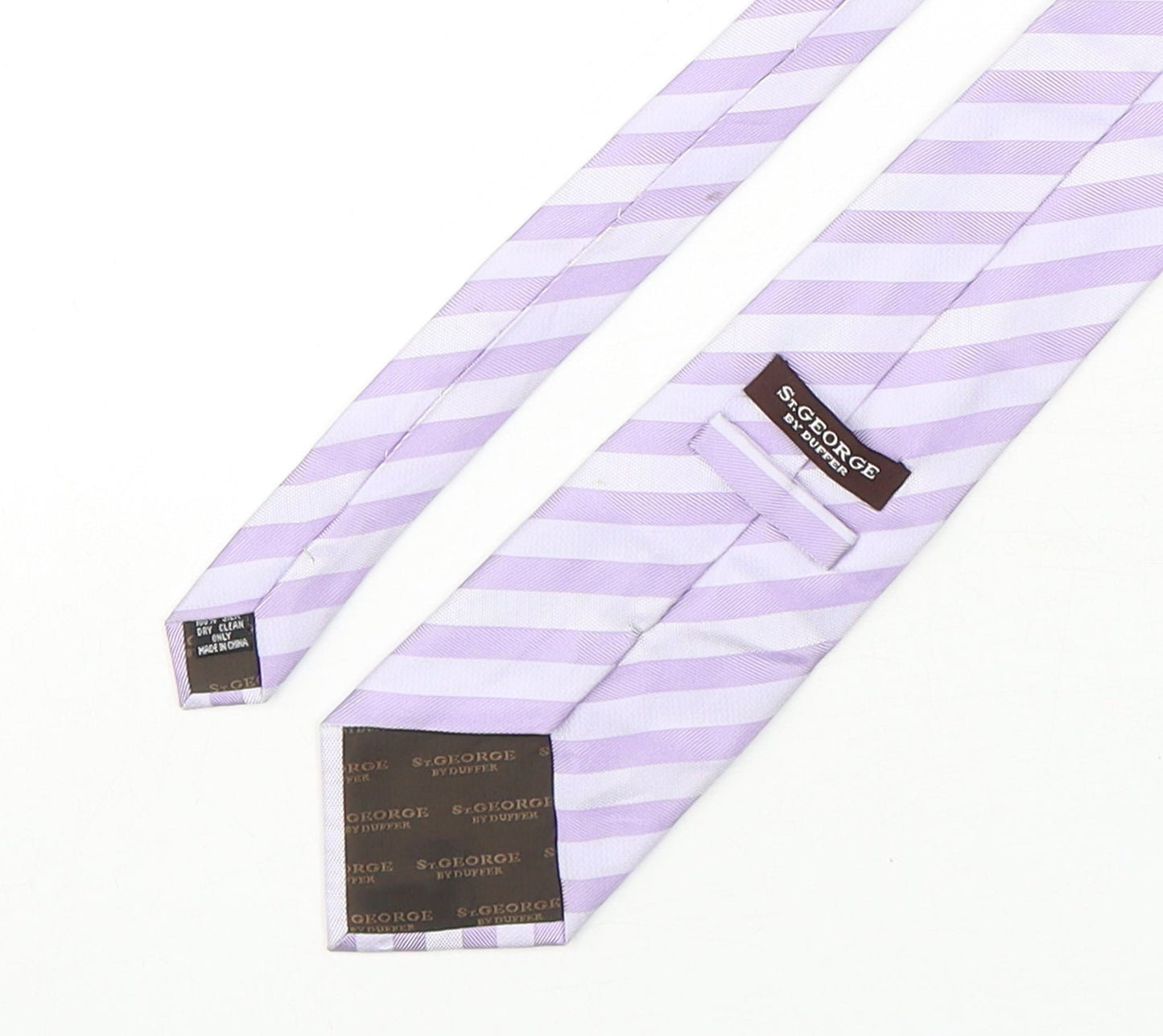 St George Mens Purple Striped Silk Pointed Tie One Size