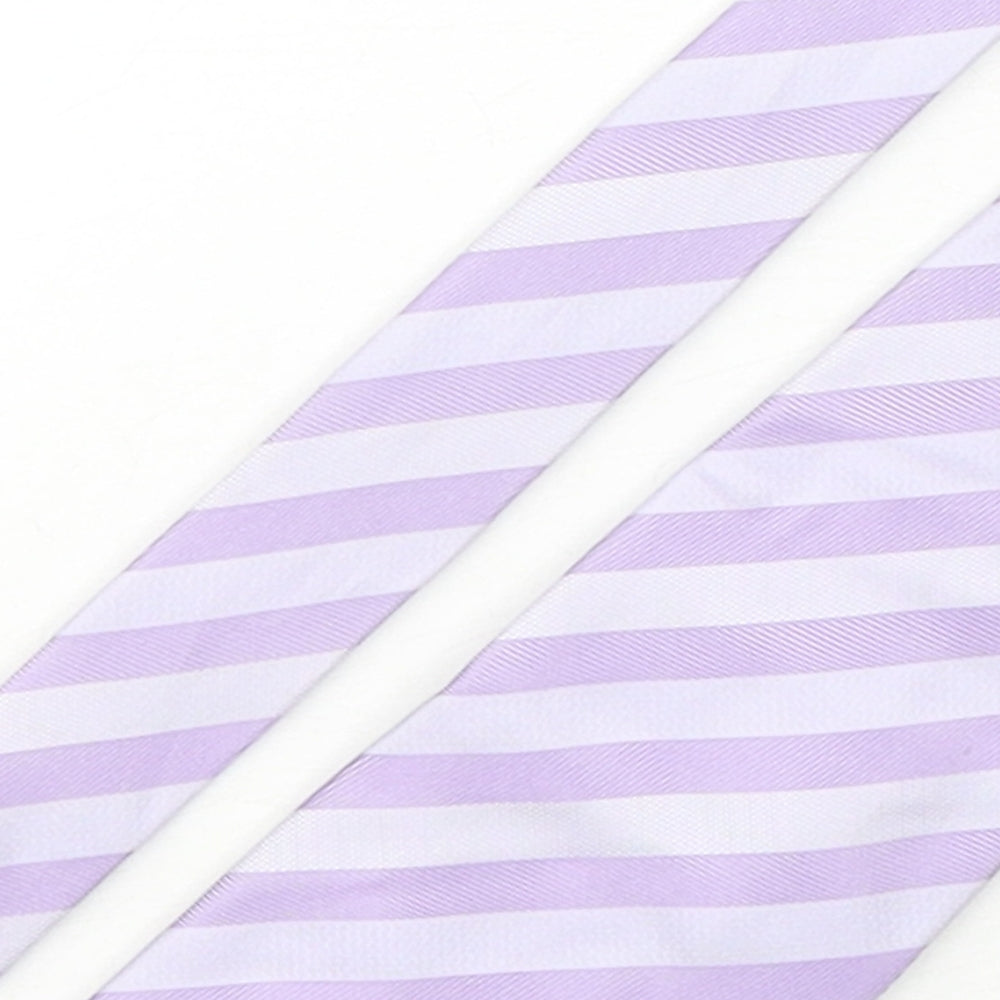 St George Mens Purple Striped Silk Pointed Tie One Size