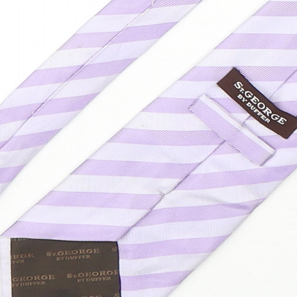 St George Mens Purple Striped Silk Pointed Tie One Size