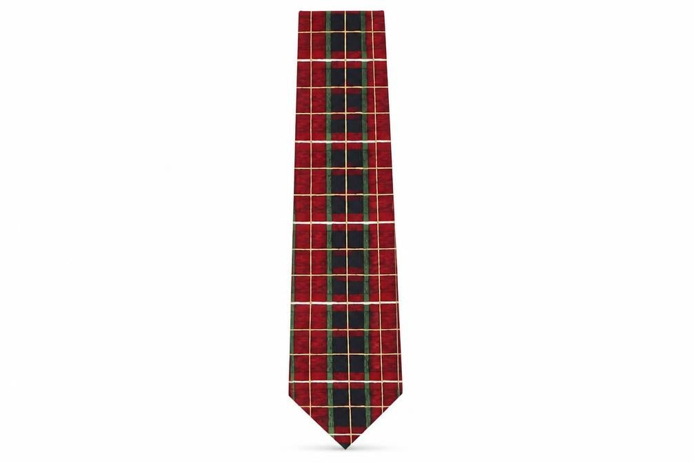 Front view of Woods & Gray men’s multicoloured plaids & checks silk pointed tie one size