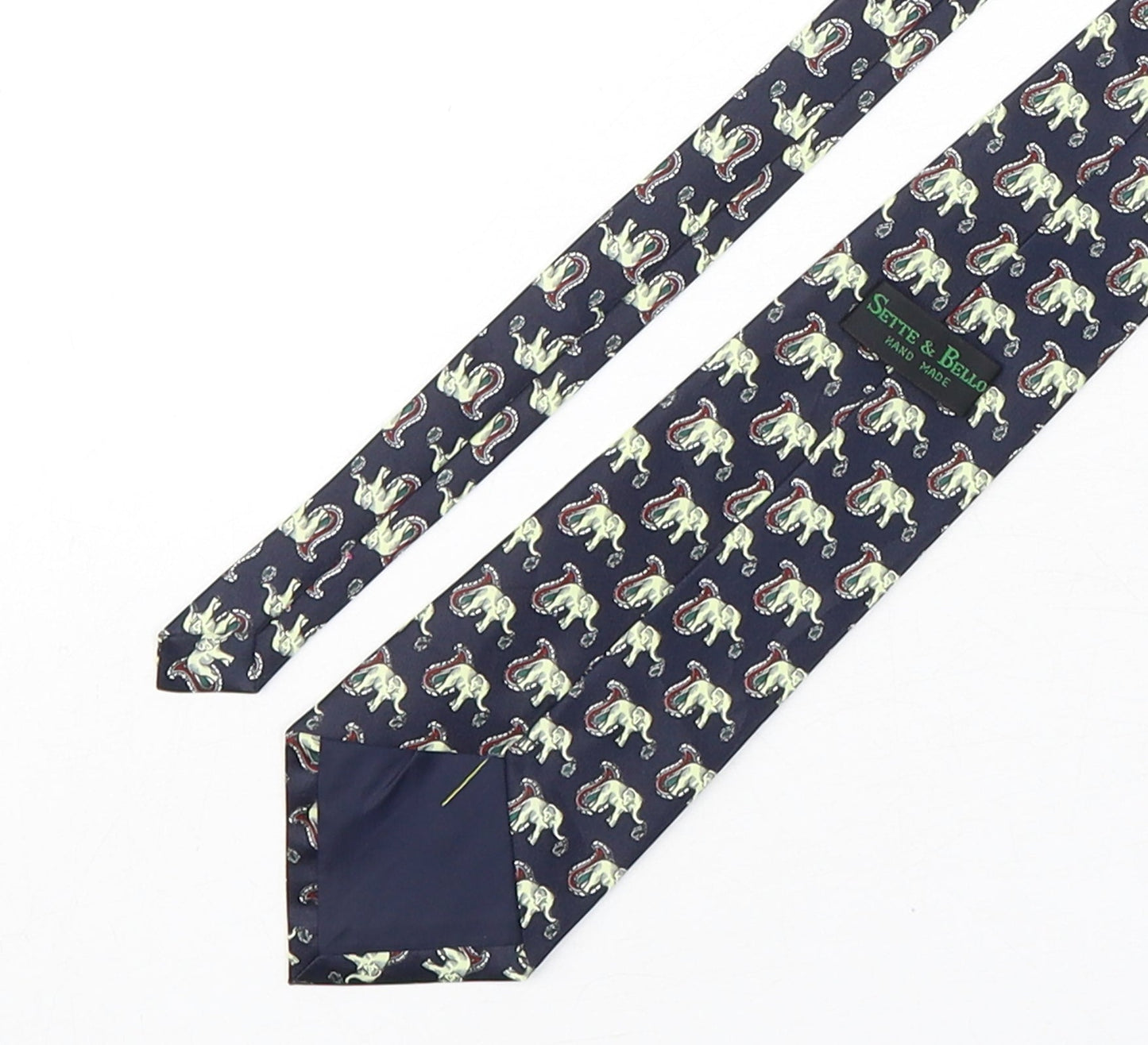 Sette & Bello  Mens Multicoloured Paisley Silk Pointed Tie One Size - Elephants