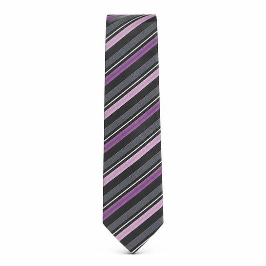 Front view of Next men’s multicoloured striped silk pointed tie one size