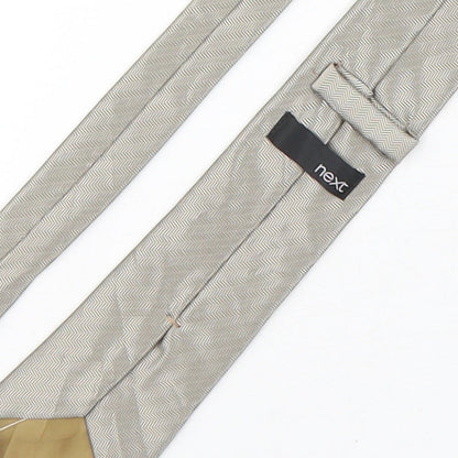 NEXT Mens Beige Geometric Polyester Pointed Tie One Size