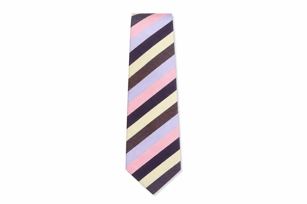 Front view of Collezione men’s multicoloured striped silk pointed tie one size