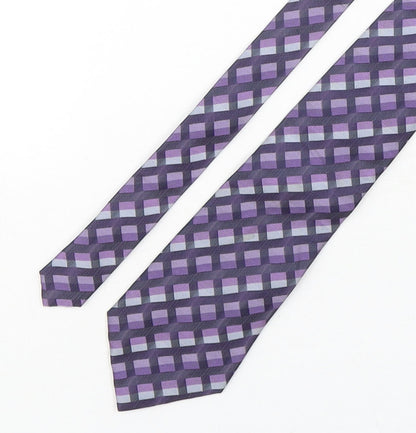 Michelsons Mens Purple Plaids & Checks Silk Pointed Tie One Size