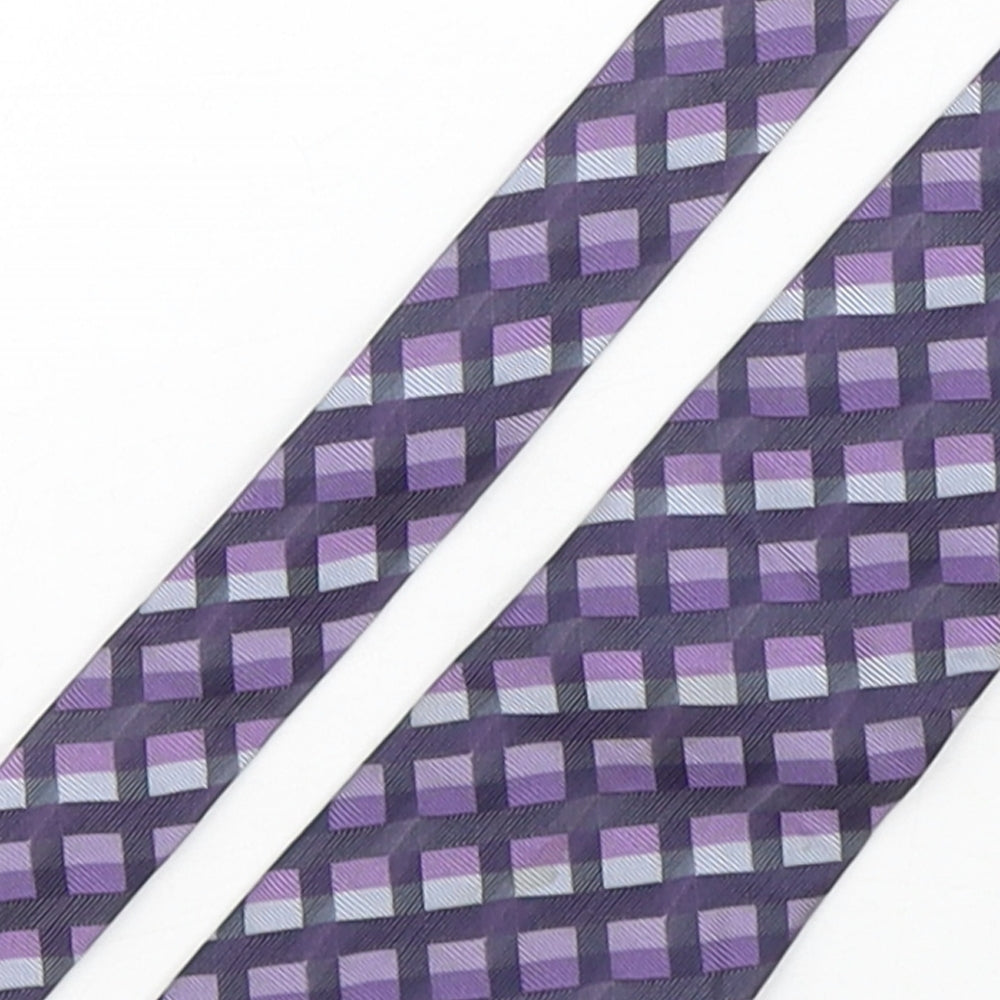 Michelsons Mens Purple Plaids & Checks Silk Pointed Tie One Size