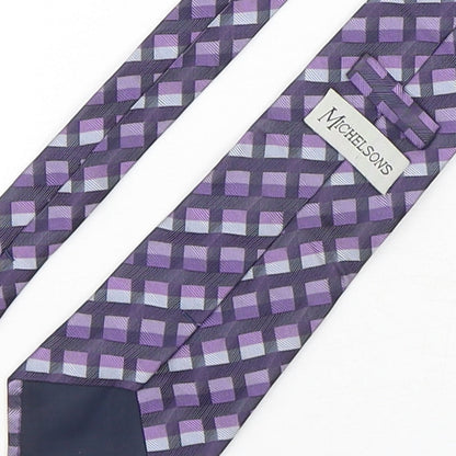 Michelsons Mens Purple Plaids & Checks Silk Pointed Tie One Size