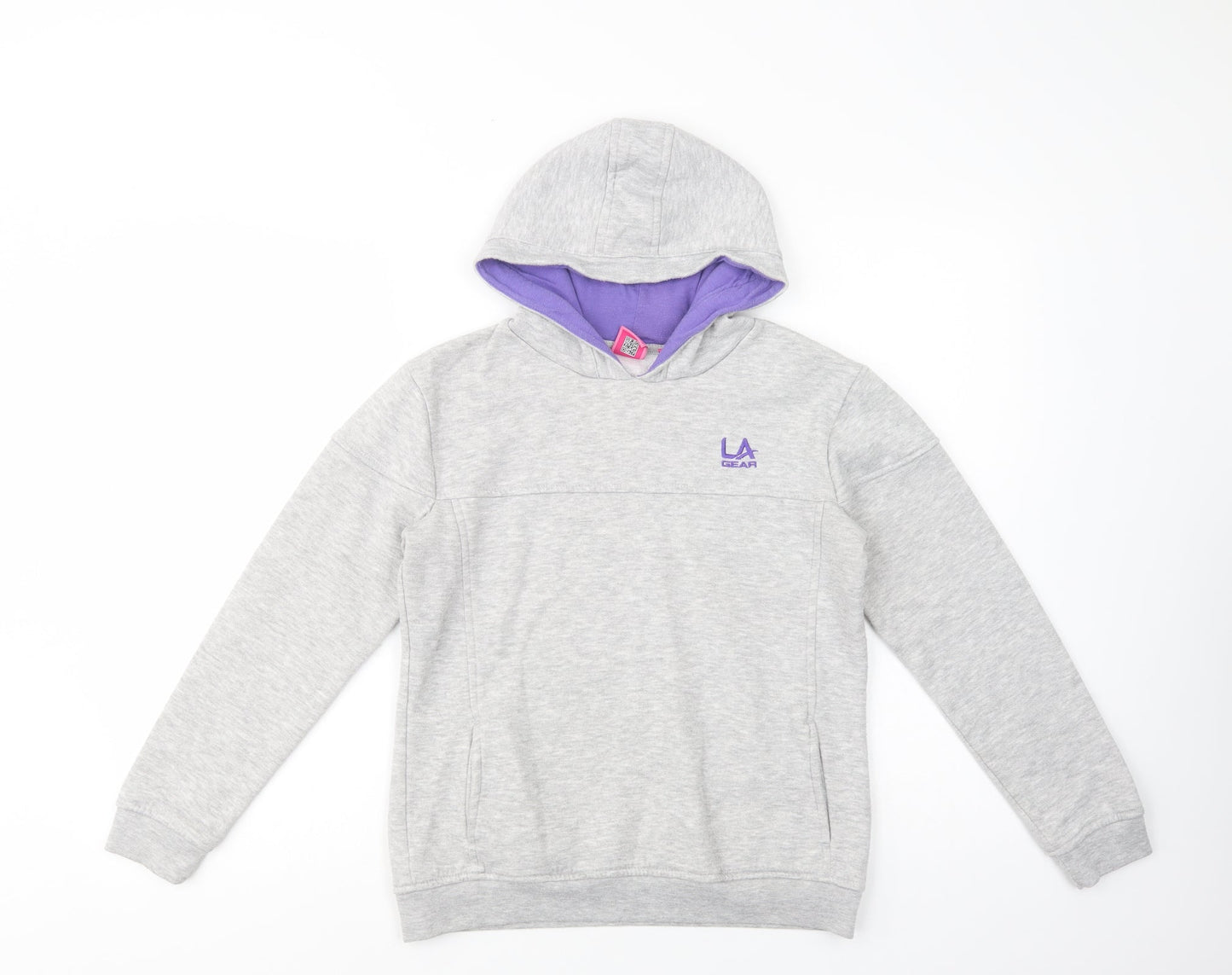 LA Gear Girls Grey  Cotton Pullover Hoodie Size 13 Years  Pullover