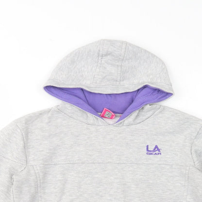 LA Gear Girls Grey  Cotton Pullover Hoodie Size 13 Years  Pullover