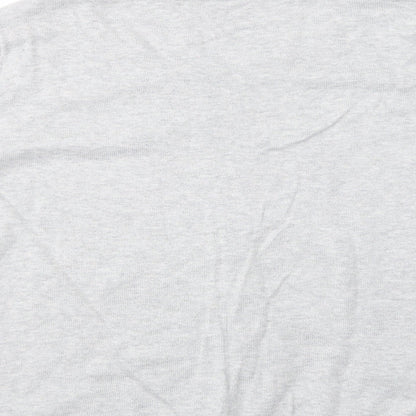 BHS Womens Grey Scoop Neck  Cotton Pullover Jumper Size 14   - Lace Detail