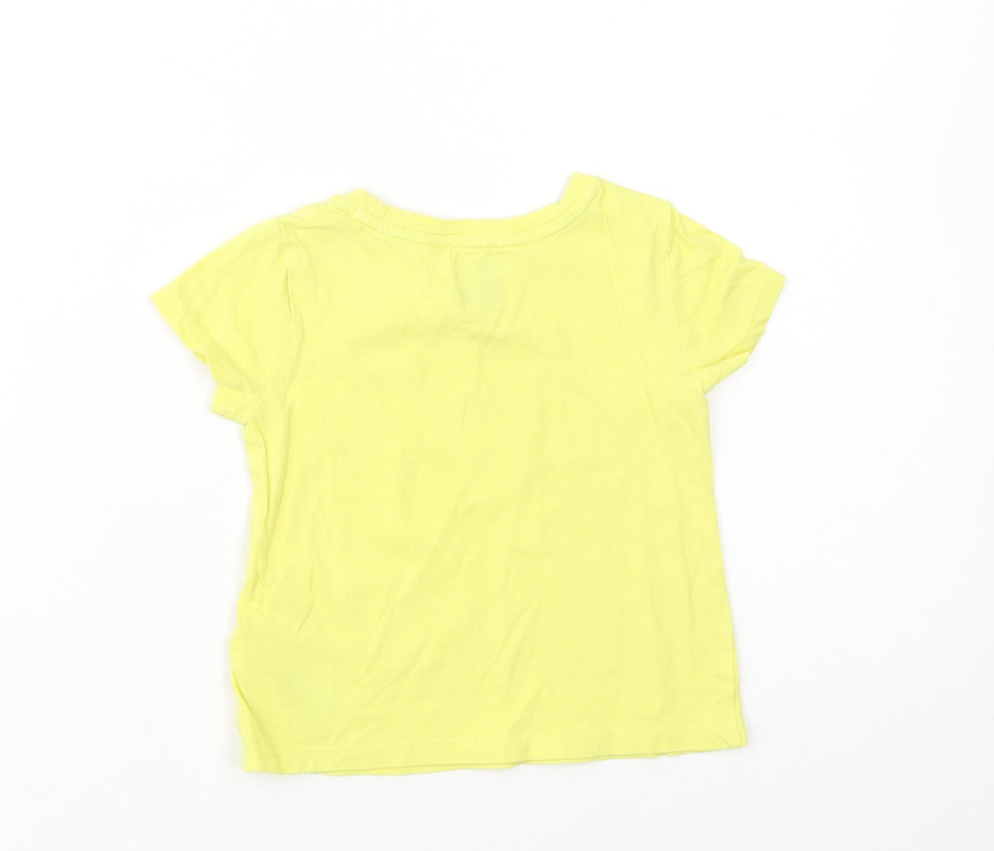 Gap Baby Yellow  Cotton Basic T-Shirt Size 18-24 Months Crew Neck Pullover - Rainbow