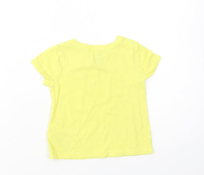 Gap Baby Yellow  Cotton Basic T-Shirt Size 18-24 Months Crew Neck Pullover - Rainbow