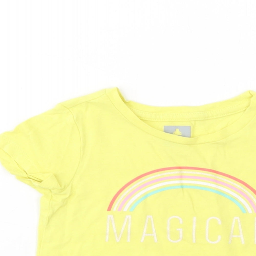 Gap Baby Yellow  Cotton Basic T-Shirt Size 18-24 Months Crew Neck Pullover - Rainbow