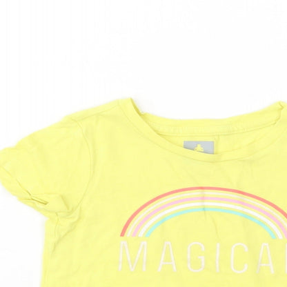 Gap Baby Yellow  Cotton Basic T-Shirt Size 18-24 Months Crew Neck Pullover - Rainbow
