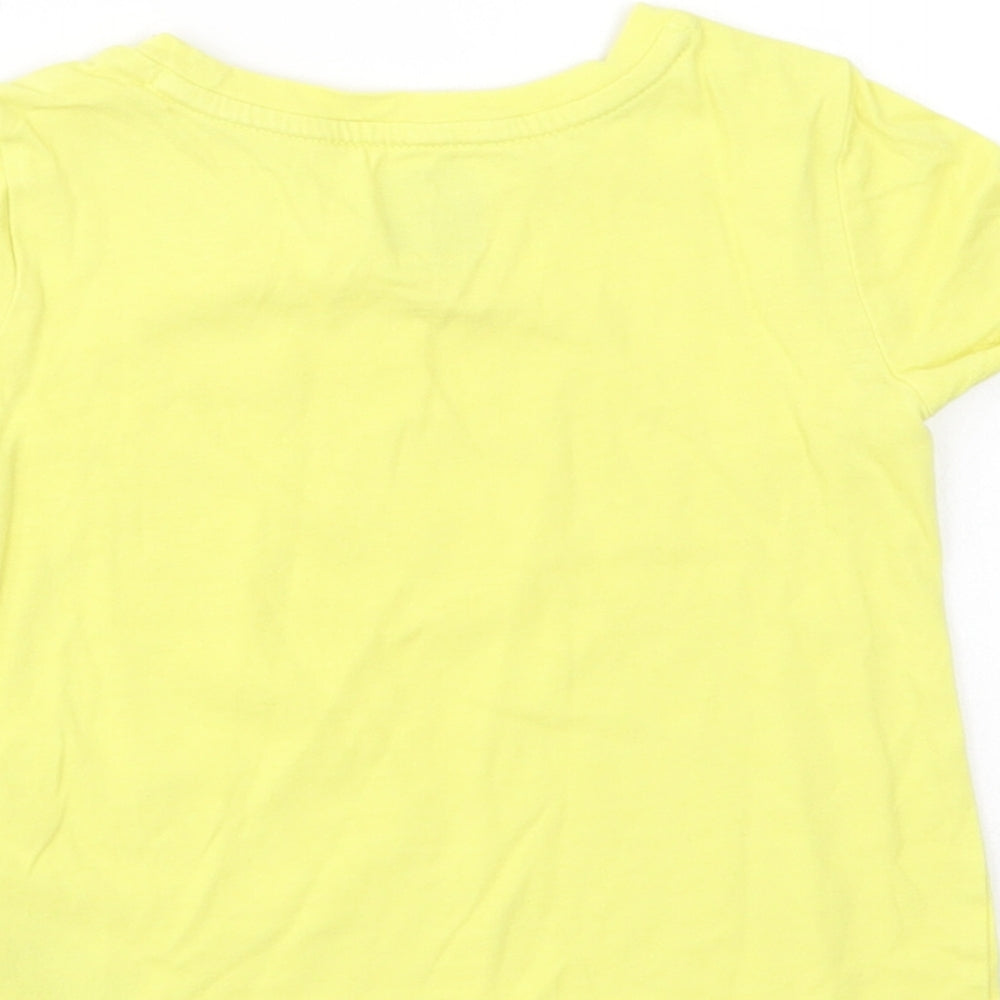 Gap Baby Yellow  Cotton Basic T-Shirt Size 18-24 Months Crew Neck Pullover - Rainbow