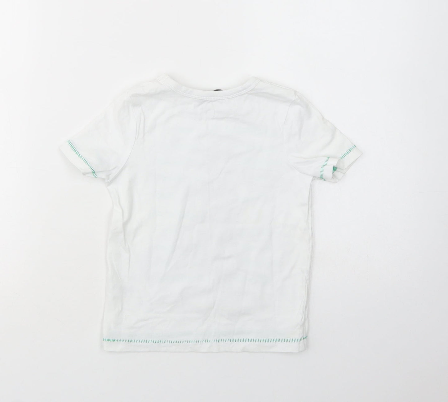 George Girls White  Cotton Basic T-Shirt Size 2-3 Years Crew Neck Pullover - Meerkat
