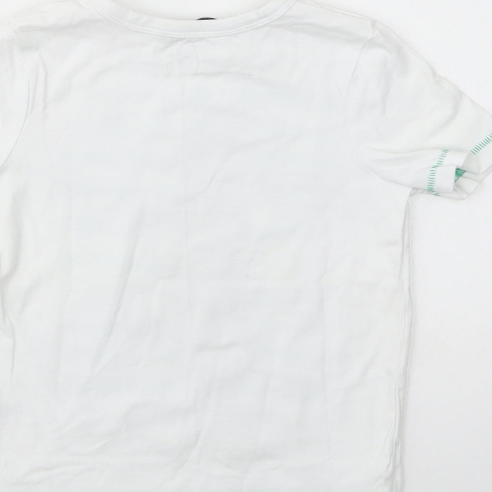 George Girls White  Cotton Basic T-Shirt Size 2-3 Years Crew Neck Pullover - Meerkat