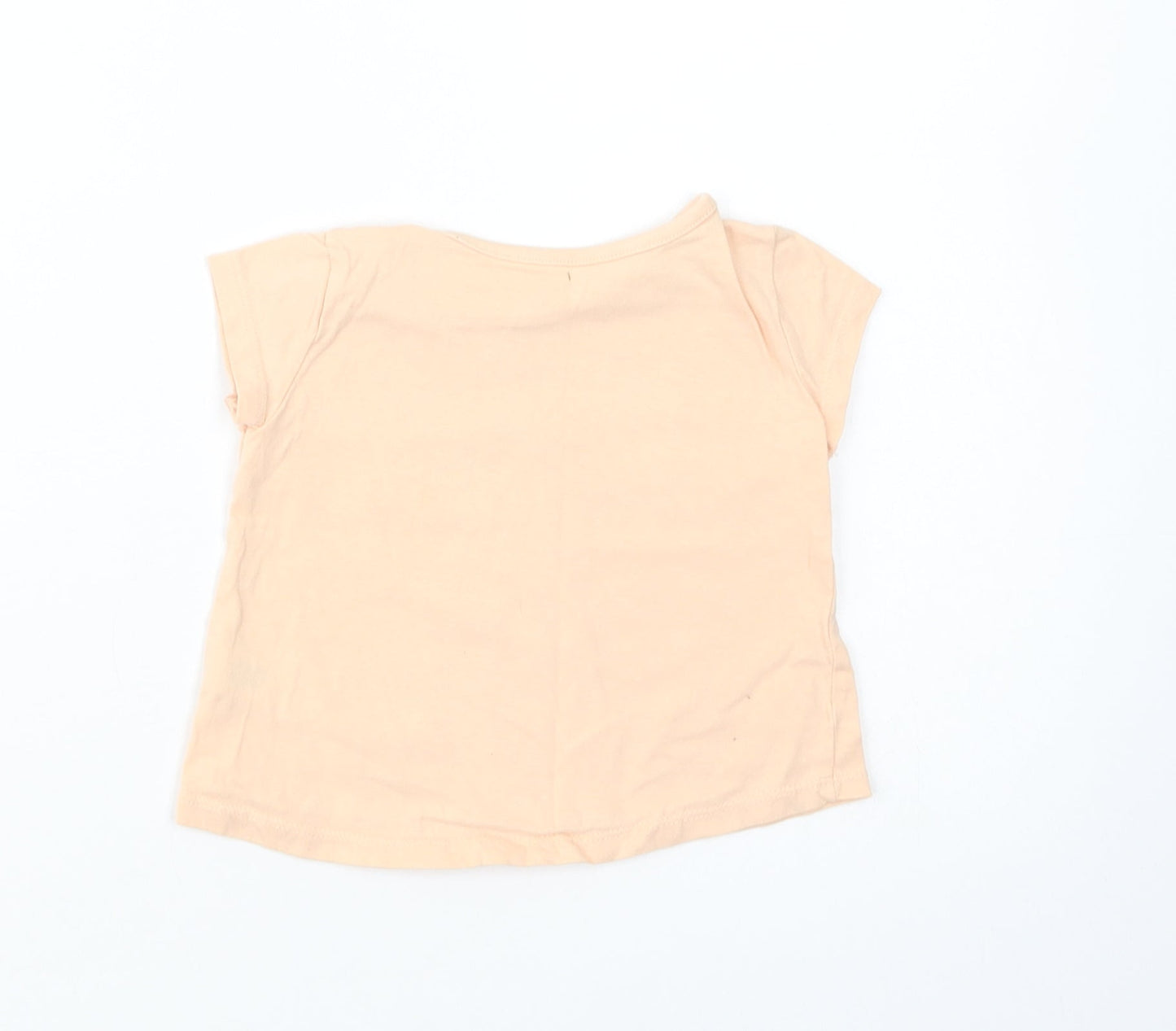 Dunnes Stores Baby Pink  Cotton Basic T-Shirt Size 9-12 Months Crew Neck Pullover - Be Happy