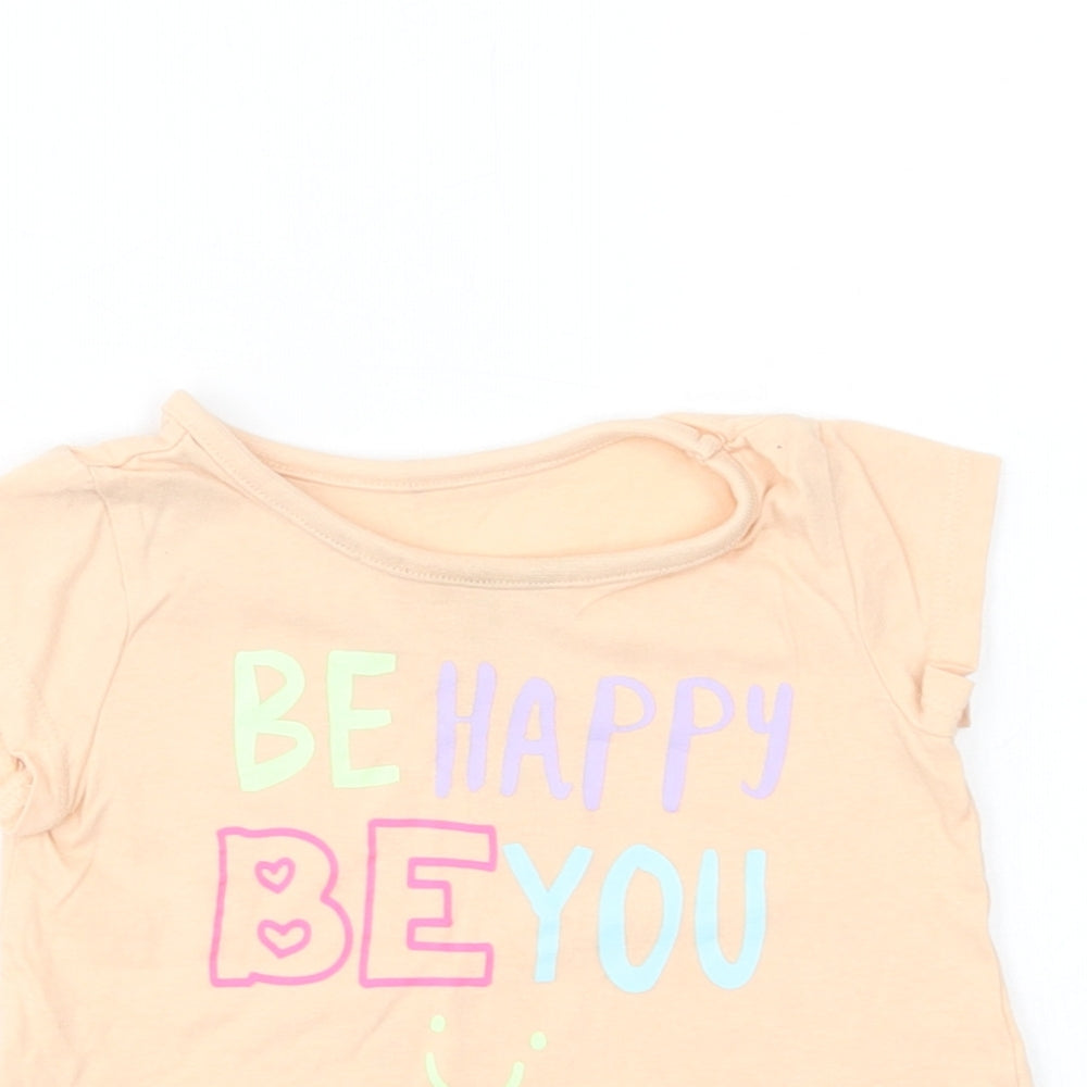 Dunnes Stores Baby Pink  Cotton Basic T-Shirt Size 9-12 Months Crew Neck Pullover - Be Happy