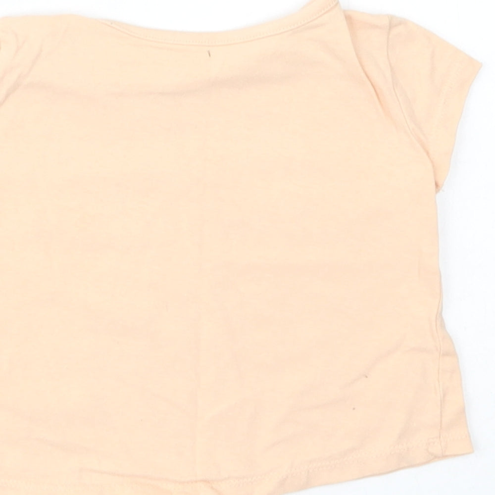 Dunnes Stores Baby Pink  Cotton Basic T-Shirt Size 9-12 Months Crew Neck Pullover - Be Happy