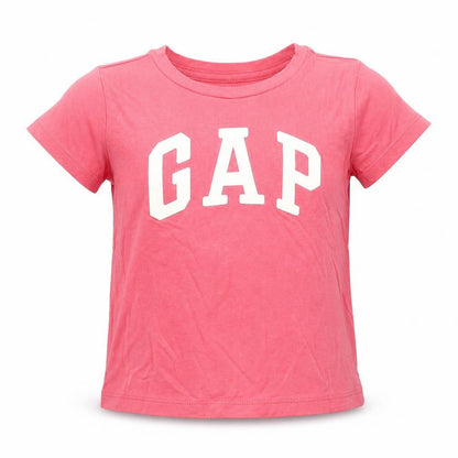 Front view of Gap girls’ pink cotton basic t-shirt, size 2, years crew neck pullover