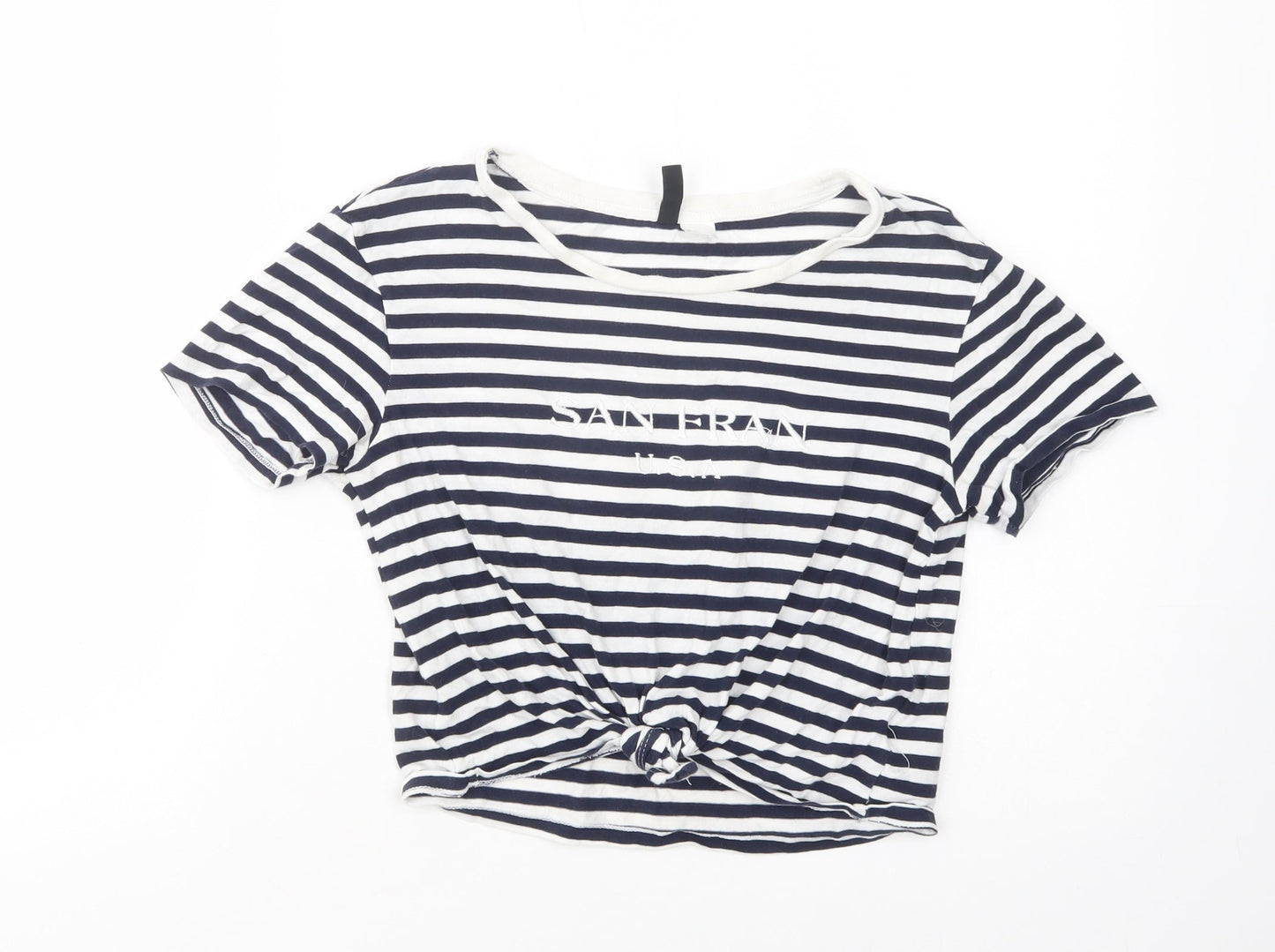 Womens UK Size S H&M Blue Cropped T-Shirt