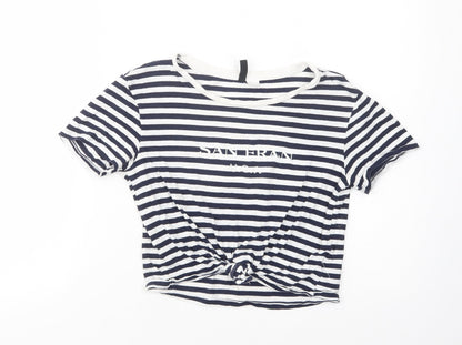 Womens UK Size S H&M Blue Cropped T-Shirt