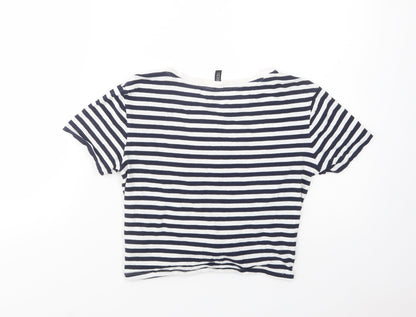 Womens UK Size S H&M Blue Cropped T-Shirt