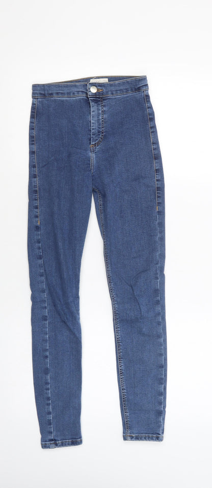 Topshop Womens Blue  Cotton Skinny Jeans Size 6 L30 in Regular Button