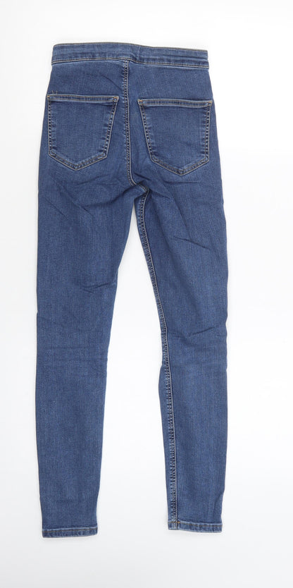 Topshop Womens Blue  Cotton Skinny Jeans Size 6 L30 in Regular Button