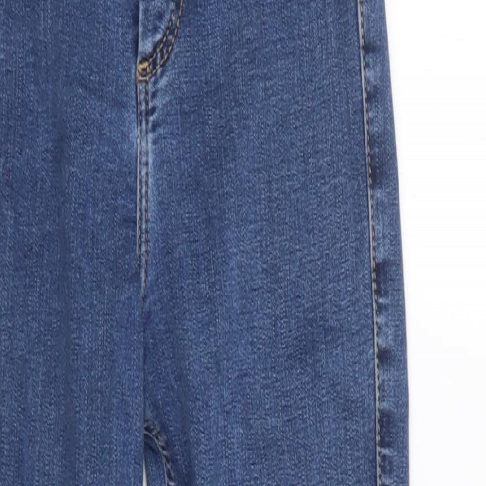 Topshop Womens Blue  Cotton Skinny Jeans Size 6 L30 in Regular Button