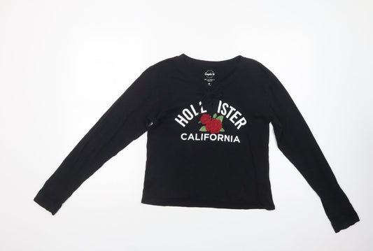 Womens UK Size XS Hollister Black Basic T-Shirt