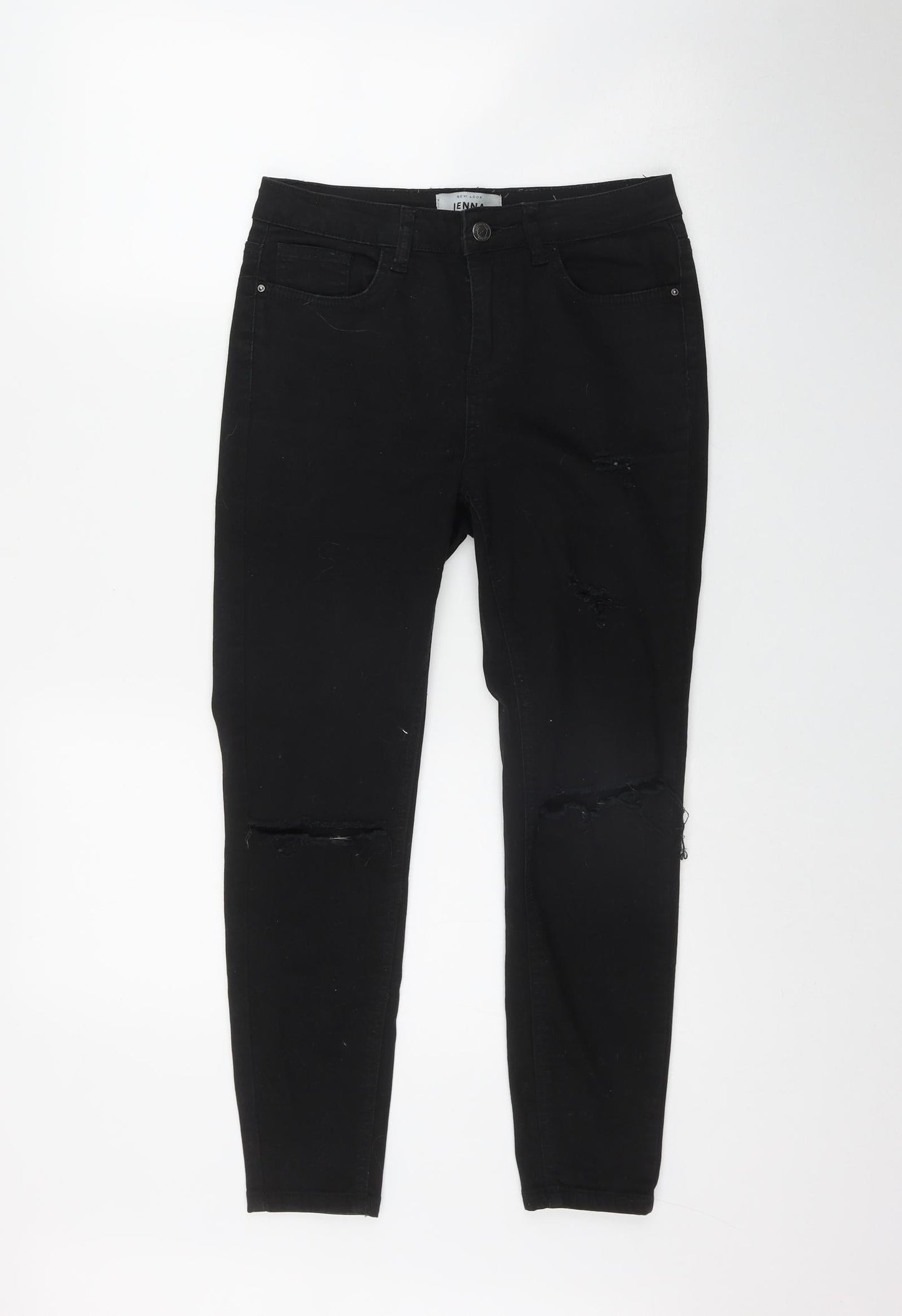 New Look Womens Black  Cotton Skinny Jeans Size 10 L24 in Regular Zip