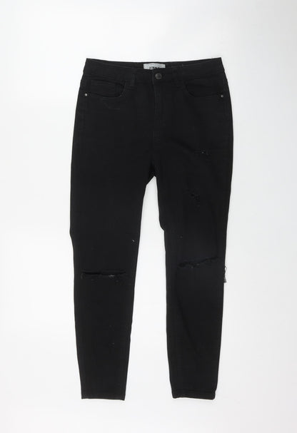 New Look Womens Black  Cotton Skinny Jeans Size 10 L24 in Regular Zip