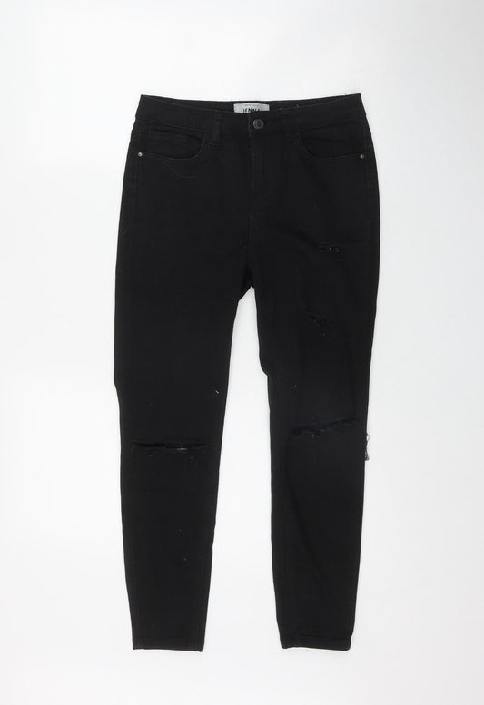 New Look Womens Black  Cotton Skinny Jeans Size 10 L24 in Regular Zip