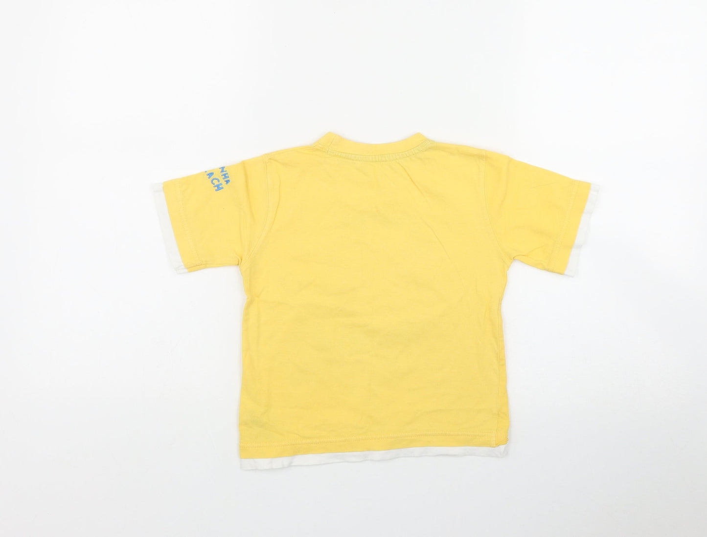 Dunnes Stores Boys Yellow  Cotton Basic T-Shirt Size 3-4 Years Round Neck  - Fish