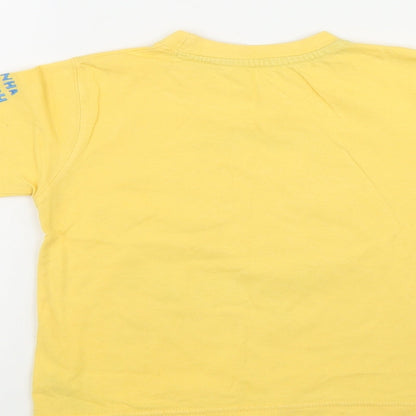 Dunnes Stores Boys Yellow  Cotton Basic T-Shirt Size 3-4 Years Round Neck  - Fish