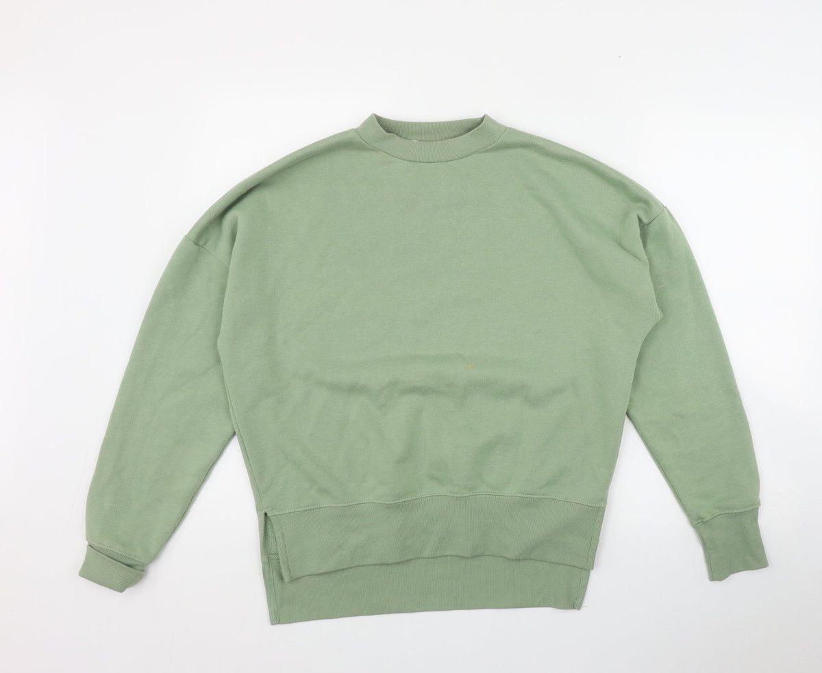 Additional front view of Primark women’s green cotton pullover sweatshirt, size UK 6