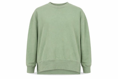 Front view of Primark women’s green cotton pullover sweatshirt, size UK 6