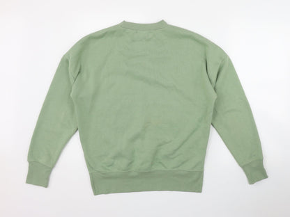 Back view of Primark women’s green cotton pullover sweatshirt, size UK 6