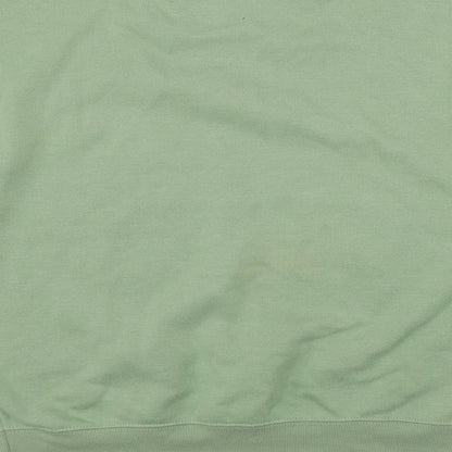 Brand and care label for Primark women’s green cotton pullover sweatshirt, size UK 6