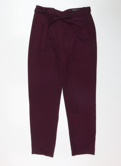 Nasty Gal Womens Purple  Polyester Rain Trousers Trousers Size 12 L28 in Regular Zip