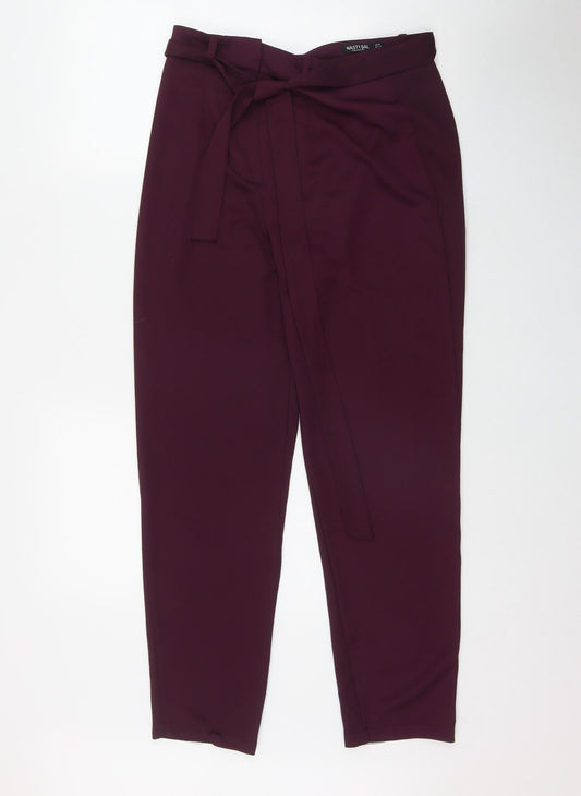 Nasty Gal Womens Purple  Polyester Rain Trousers Trousers Size 12 L28 in Regular Zip