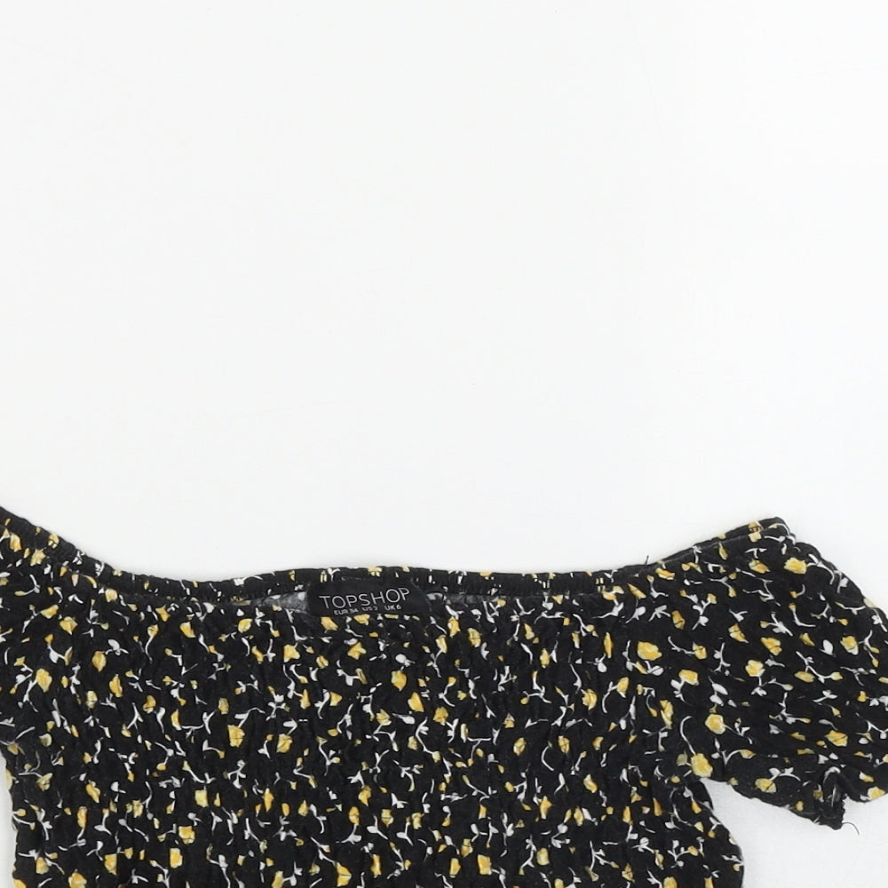 Womens UK Size 6 Topshop Black Basic T-Shirt