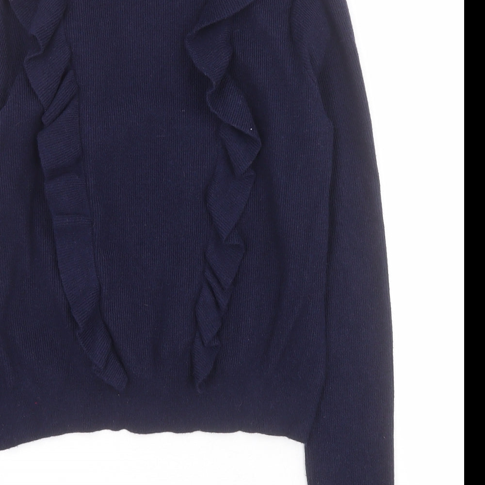 Axara Paris Womens Blue High Neck  Viscose Pullover Jumper Size S