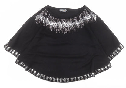 Apricot Womens Black Round Neck  Cotton Pullover Jumper Size S