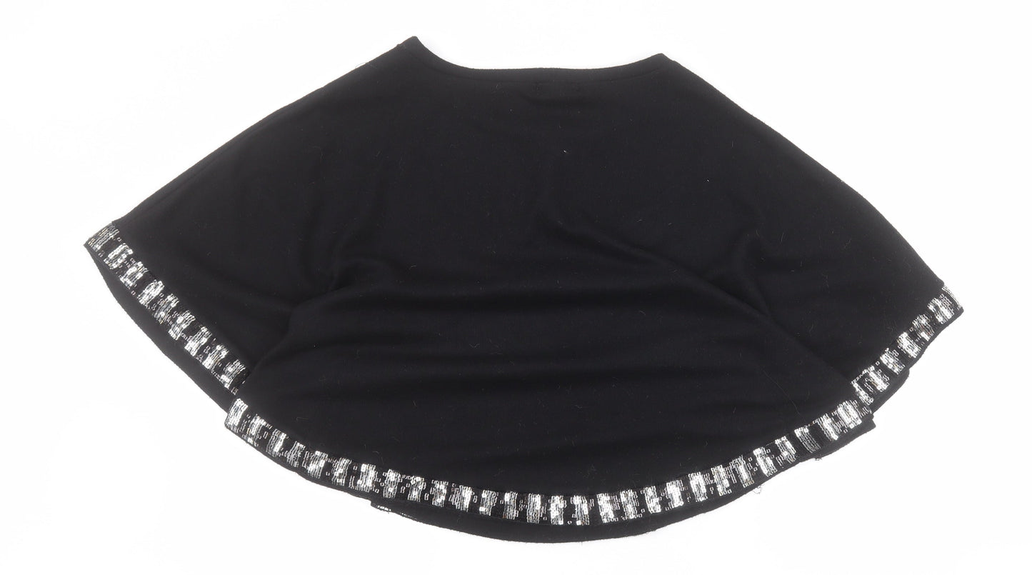 Apricot Womens Black Round Neck  Cotton Pullover Jumper Size S