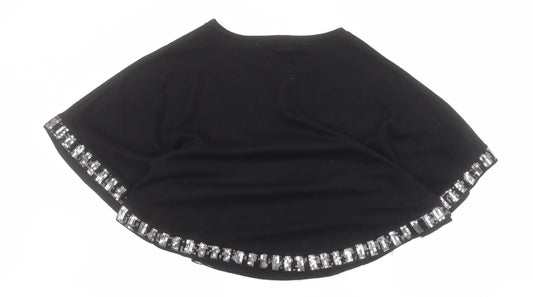 Apricot Womens Black Round Neck  Cotton Pullover Jumper Size S